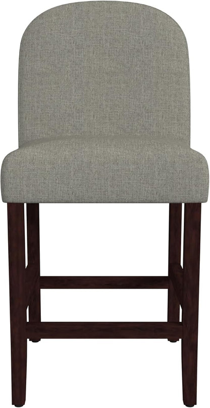 HomePop Home Decor |Rounded Back Upholstered Counterstool | 24 Inch Bar Stools | Decorative Home Furniture, Slate Gray Woven