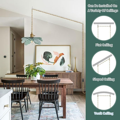 Plug in Hanging light, Modern brass Pendant Light Dark green Glass Shade 14.75ft Hanging Light with Plug in Cord Large glass pendant light Plug in Pendant Lighting for Kitchen Living Dining Room