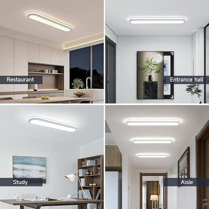 Smart LED Ceiling Light,36.2In Dimmable Modern Metal Linear LED Ceiling Lamp,Flush Mount Wraparound Shape Lighting Fixture with Remote Control for Kitchen Dining Room & Laundry 55W
