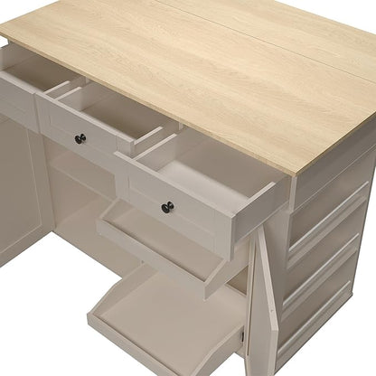 47.2 in Mobile Kitchen Island with Drop Leaf Countertop, Charging Station & Ample Storage, Rolling Kitchen Cart on Wheels with Pull-Out Shelves, Drawers, Spice Rack & Organizer Divider (Gray-1)