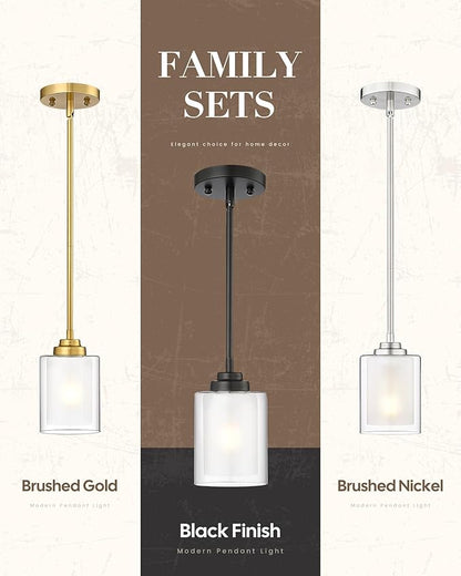 TENGXIN Modern Pendant Light, Matte Black Pendant Lights Kitchen Island,Farmhouse Pendant Lighting for Dining Room Bedroom Bar Office,TXPLBK02