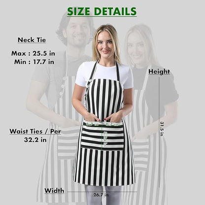 TOSHEX Kitchen Apron Waterdrop Resistant Cotton Apron with adjustable Aprons for Women with Pockets Cooking Apron Chef Apron for Men (1, Black)