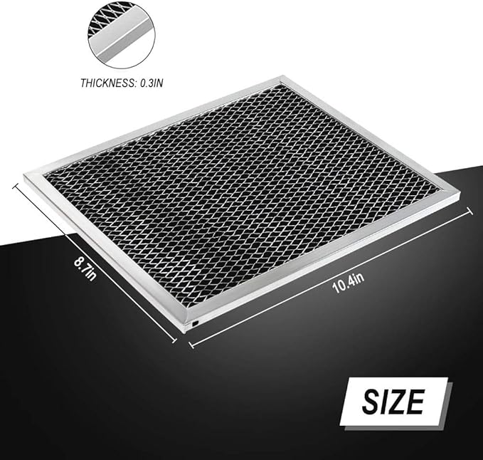 97007696 Range Hood Filter Charcoal Odour Filter for Range vent hood by Cenipar (8 3/4" X 10 1/2" X 3/8")-3 Pack