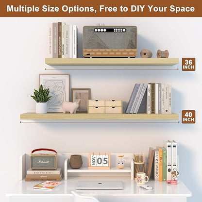 40 Inch Floating Shelf 1 Pack Large Floating Shelves for Wall No Drilling Accessories Included Deep Wall Shelves for Living Room Kitchen Farmhouse 40" W x 12" D x 1.2" Oak