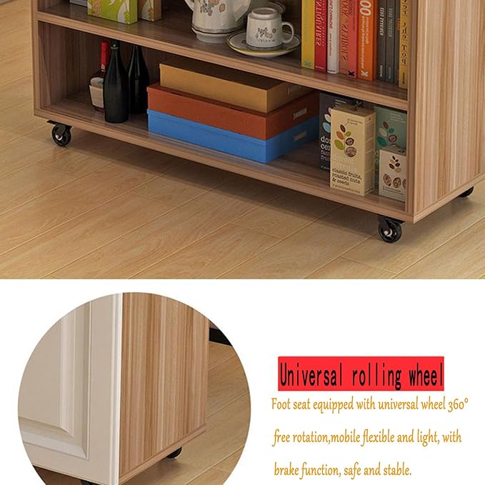 Folding Dining Table, Multi-Purpose Dining Table, 2 Level lockers, Removable Kitchen Table with Pulley, Suitable for Small Space Restaurant Kitchens (Light White)