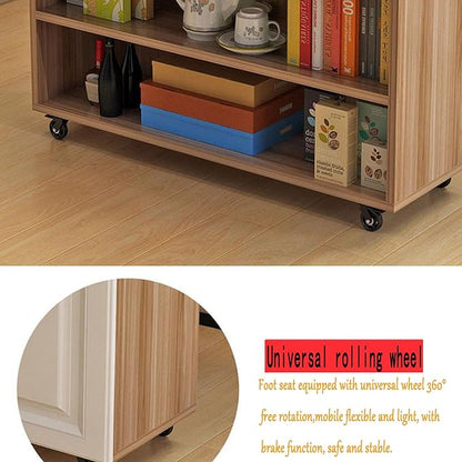 Folding Dining Table, Multi-Purpose Dining Table, 2 Level lockers, Removable Kitchen Table with Pulley, Suitable for Small Space Restaurant Kitchens (Light White)