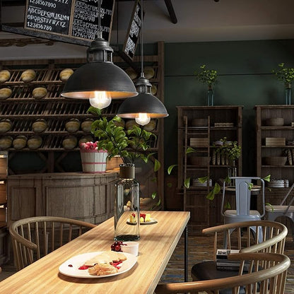 LOG BARN Pendant Lighting with Cutouts on Top, Industrial Silver Brushed Pendant Light for Kitchen Island, Dining Room and Bedroom