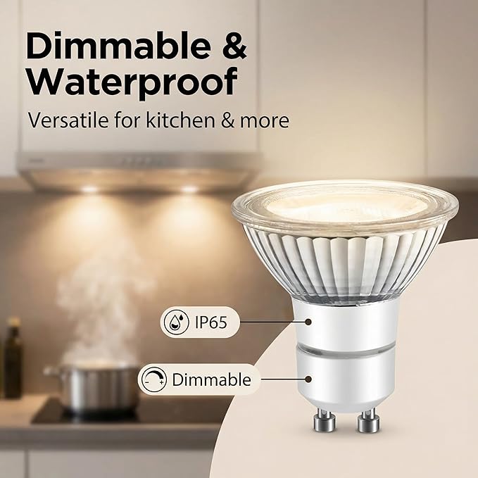 LED GU10 Range Hood Light Bulbs, LED Stove Appliance Light Bulb, Kitchen Light Replacement Halogen Light Bulb, 50W Equivalent, 5000K, 6W 550 Lm, Dimmable,Waterproof IP65 Pack of 2