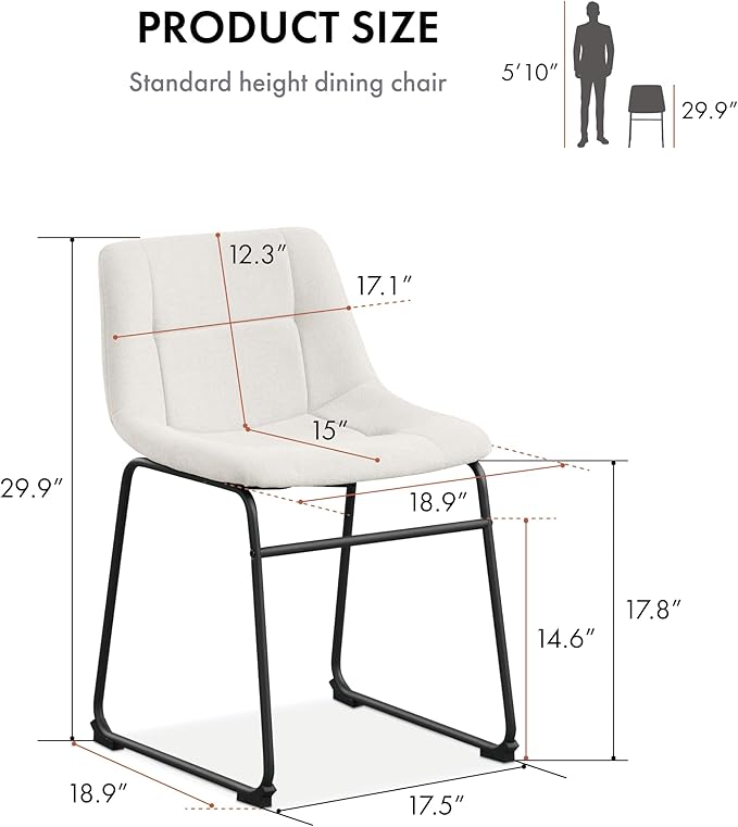 Furniture of America Veradis Modern Bentwood Dining Chairs Set of 2, Chenille Fabric Stool with Back and Metal Frame, Comfortable Upholstered Seating for Kitchen, Living Room, White, 30 inch