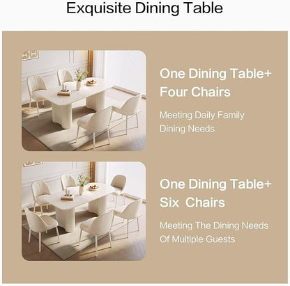 Guyii 62.99" Dining Table, Modern Kitchen Table for 6 People, Indoor Dining Table for Kitchen, Bar, Living Room, Small Space, Cream White, Table Only (62.99 Inch)