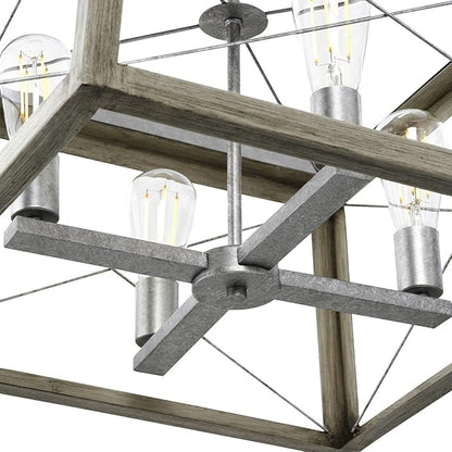 Progress Lighting 4 Light Chandelier, Rustic Farmhouse Style Modern Hanging Light Fixture for Kitchen and Dining Room, Briarwood Collection, Galvanized