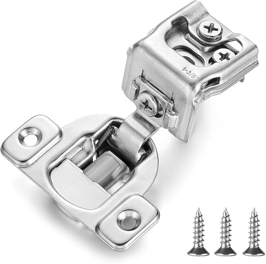 (4 Pack) 1-3/8 Inch Overlay Soft Close Concealed European Cabinet Hinges, for Face Frame Kitchen Door, with Brushed Nickel