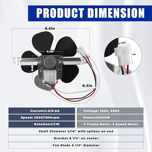 S97012248 97012248 99080492 Range Hood Fan Motor Fit for Br-oan Nu-Tone LL6300 RL6100 Range Hood - Replace 99080363 BP17 99080533 1172615 byTOMOON