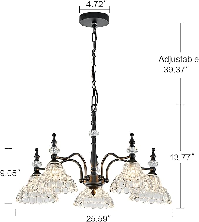 HDDFL Chandeliers Light Fixture 5 Lights Chandelier Lamp Modern Pendant Lighting Fixtures Hanging Lamps for Dining Room Kitchen Entryway Living Room Bedrooms Foyer Entrance