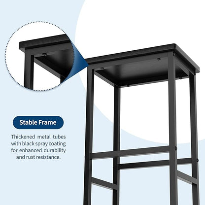 IDEALHOUSE 36" Counter Height Dining Table Set for 2 with Bar Stools and Storage Shelves, Space-Saving Kitchen Table for Small Space, Apartment, Studio, Black