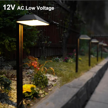 GOODSMANN Low Voltage Landscape Lights Landscape Lighting Pathway Light Wired Outdoor Walkway Lights 0.7W LED 100 Lumen Oil Rubbed Bronze Finish Warm White with Cable Connectors Metal Stakes