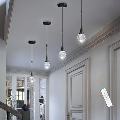 Modern Pendant Lights for Kitchen Island LED Dimmable Crystal Glam Ceiling Pendant Lighting for Dining Room Hallway Bedroom Corner Lamp Black
