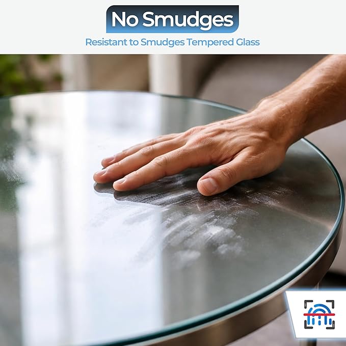 20" inch Round Tempered Glass Table Top - 1/4 inch Thickness & Flat Polished Edge - Clear Surface & Scratch Resistant - Ideal for Dining Room, Kitchen, Side, Office, Patio & Round Coffee Tables