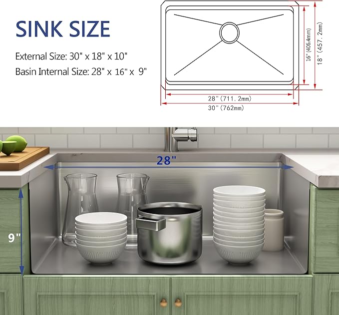 LQS 23 Inch Undermount Kitchen Sink, 16 Gauge Stainless Steel Undermount Kitchen Sink, 10" Smart Workstation Ledge With Abundant Accessories, R10 Corner and X-Shaped Drain Line