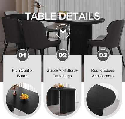 Dining Table Set for 4, Modern Kitchen Table with 4 Chairs, Dining Room Table Set for Kitchen,Dining Room,Home & Office (70.86" Black Table with 4 Chairs)
