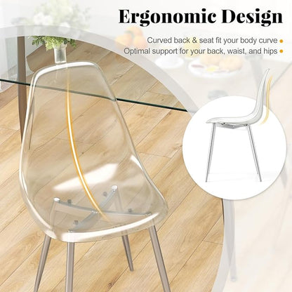 Tangkula Dining Table Set for 4, Modern Kitchen Table and Chairs, Glass Table and Chairs Set of 4 for Small Living Room, Kitchen