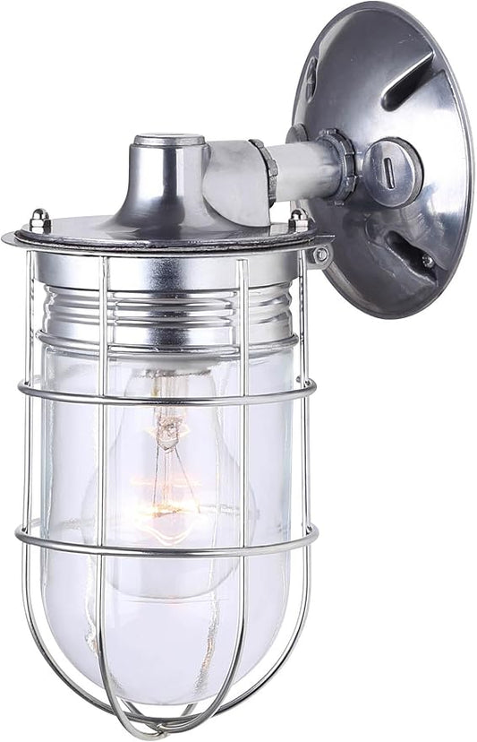 CANARM LTD. IOL337AL Weather 1 Light, Indoor/Outdoor, Ceiling/Wall Mount, All Metal with Cage, Aluminum Finish