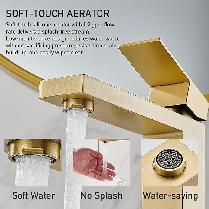 AVSIILE Brushed Gold Vessel Sink Faucet, 1 Hole Single Handle Tall Bathroom Vanity Faucets, Modern Utility Rv Laundry Bath Restroom Mixer Tap with Metal Pop Up Drain and 2 Water Supply Lines