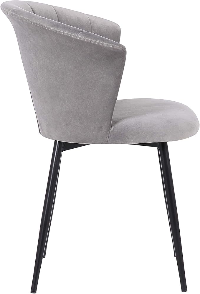 Armen Living Lulu Contemporary Velvet Dining Room Kitchen Accent Chair, 31 Inch Height, Grey and Black