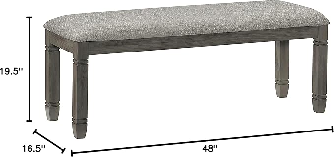 Lexicon Saratoga Dining Bench, Antique Gray
