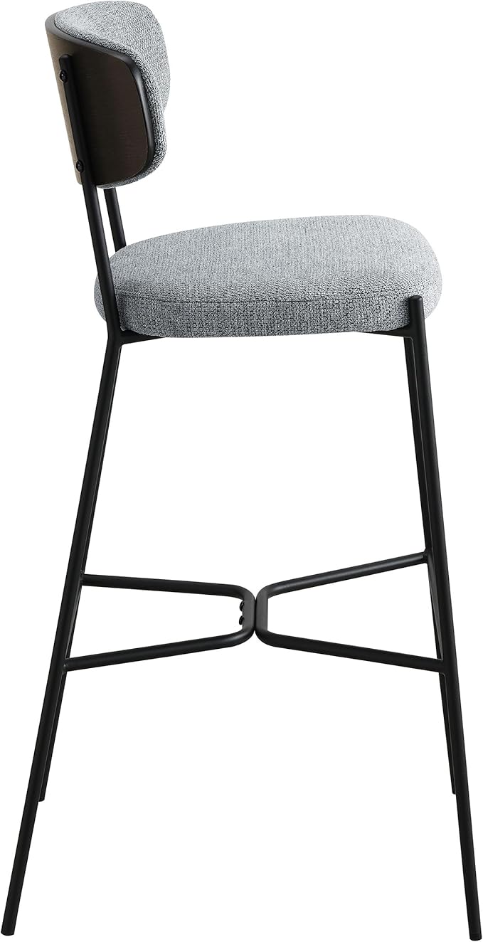 Coaster Home Furnishings - Elison - Set of 2 Pub Height Bar Stools with Foam Cushioned Seat and Geometric Detail Footrest - Mid-Century Modern - Dining Room & Kitchen - Gray & Black - 182647