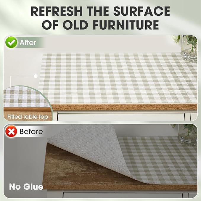 Drawer and Shelf Liner, Non-Slip Kitchen Cabinet Liners Non-Adhesive Thick Strong Grip Waterproof Washable Mats Protect Dresser Shelves Cupboard Bathroom Cabinets, Yellow Plaid, 18 in X 20 FT