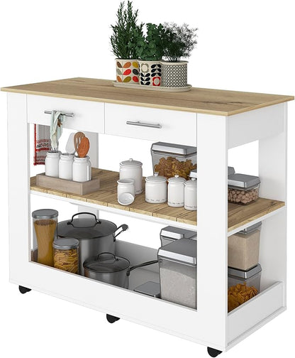 GOWE Brooklyn 46 Kitchen Island, Two Shelves, Two Drawers