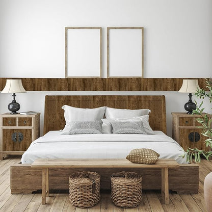 Abyssaly Wood Grain Contact Paper, Brown Wood Peel and Stick Wallpaper, Thicken Self Adhesive Removable Wallpaper for Cabinets Bedroom Kitchen 17.7 in X 413 in