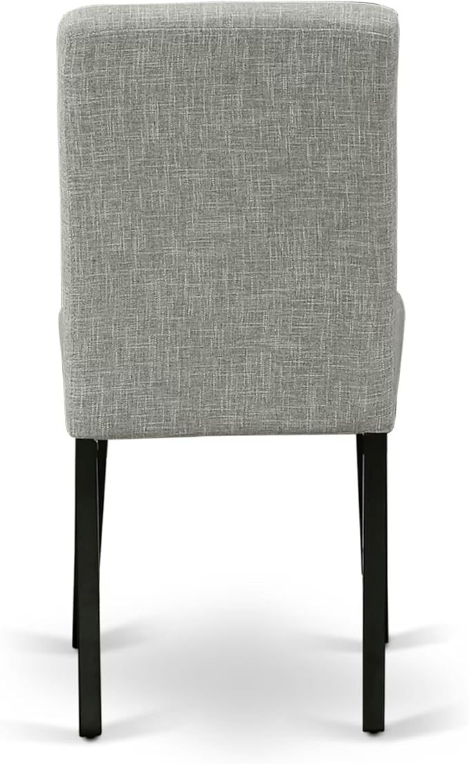 East West Furniture ABP1T06 Abbott Parson Dining Room Chairs - Shitake Linen Fabric Upholstered Chairs, Set of 2, Black