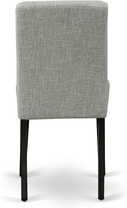 East West Furniture ABP1T06 Abbott Parson Dining Room Chairs - Shitake Linen Fabric Upholstered Chairs, Set of 2, Black