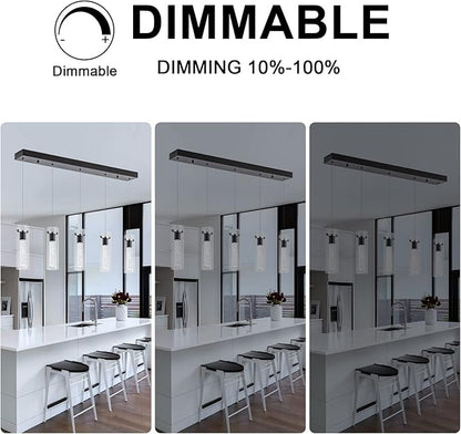 Black Pendant Light, 5-Light Pendant Lighting for Kitchen Island, Pendant Lights Kitchen Island for Dining Room, Living Room, Corridor, Cafe bar, Club, Restaurant