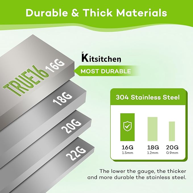 Kitsitchen RV Ktichen Sink,16 Gauge Stainless Steel Undermount Kitchen Sink with Strainer & Bottom Gird, 27" x 16" Double Bowl Kitchen Sinks Used at RV, Outdoor,Bathrom and Camper, R10 Round Corner