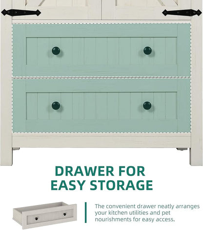 YITAHOME Farmhouse Kitchen Pantry Cabinet, 64.5" Tall Storage Cabinet with 2 Drawers & Adjustable Shelves, Ideal for Kitchen, Living Room, or Entryway, White