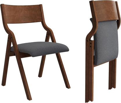 YOPTO Folding Wooden Chairs Set of 2 with Padded Seat,Portable Dining Chairs W/Ergonomically Designed Back and Cushion,for Dining Room,Restaurant,Kitchen,Office
