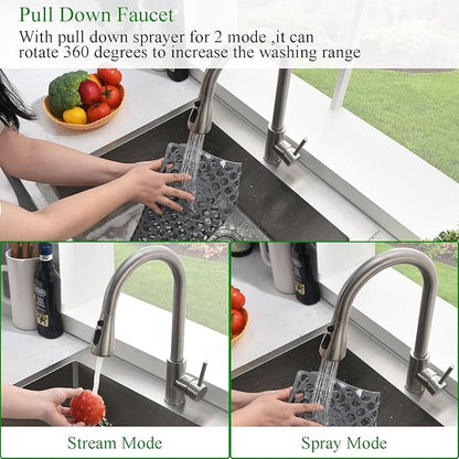 33 Inch Drop In Kitchen Sink with Faucet Combo-Brovy 33x19 Top Mount Stainless Steel Kitchen Sink Drop In 18 Gauge Single Bowl Deep Kitchen Sinks with Mat& Drainer