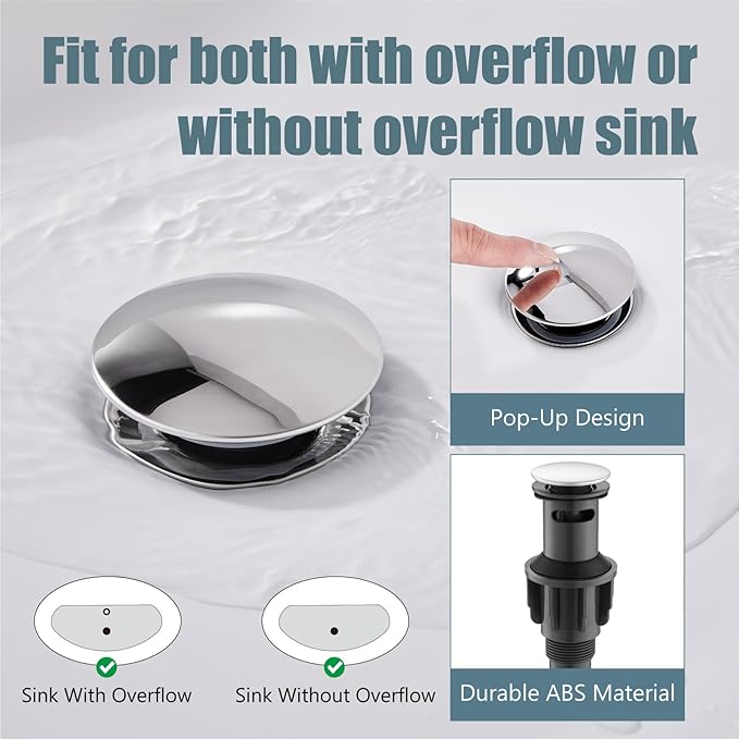 Aolemi 4 Inch Centerset Bathroom Sink Faucet Vintage 2 Cross Handle RV Mixer Tap Basin Vanity Lavatory Utility for Sink 3 Hole Include Hoses Pop Up Drain Faucet Handle with Label Polish Chrome