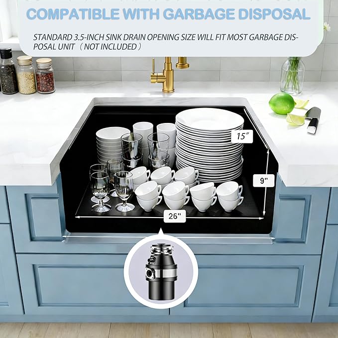 Black Undermount Kitchen Sink, 16 Gauge T-304S Stainless Steel Single Bowl Workstation Sinks with Full Set Accessories, 28" x 18" x 10" Handmade Deep Kitchen Sink