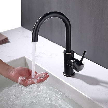 Oil Rubbed Bronze Bar Faucet Single Hole, WiPPhs ORB Wet Bar Faucets with Single Handle for Kitchen Sink and Mini Deck Mounted