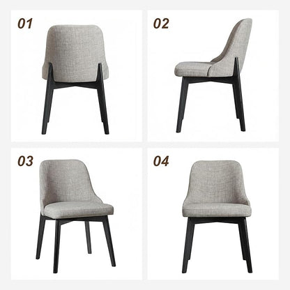 Casaphoria Set of 2 Upholstered Dining Chairs, Light Grey Fabric Kitchen Chairs with Black Wood Legs, Modern Accent Chairs for Dining Room, Living Room or Kitchen