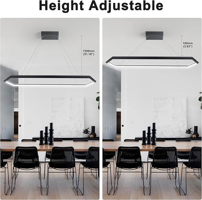 Black LED Pendant Light Fixture, Dimmable LED Pendant Light Kitchen Island, 6000K Adjustable Hanging Lamp for Kitchen Island, Bedroom, Dinning Room, Living Room