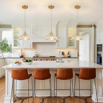 Glass Pendant Light Vintage Light Fixtures,Transparent Modern Chandelier Pendant,E26 Pendant Lights Kitchen Island,10.6 inch Hanging Lamp for Bedroom Hotel Dining Room 1 Light