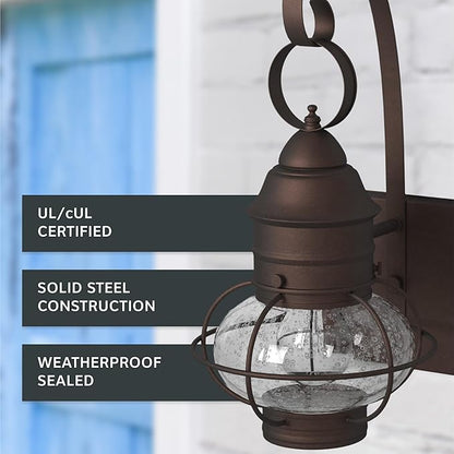 Designers Fountain Nantucket Outdoor Light Fixture, 14.25 Inch Exterior Wall Lantern Sconce for Front Door, Patio and Porch, Rustic, 1751-RT