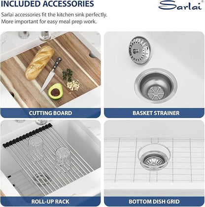 Sarlai 21 Granite Composite White Kitchen Sink - 21 x 18 inch Bar Prep Workstation Sink White Granite Composite Quartz Undermount Single Bowl Rectangular RV Camper Sinks Basin