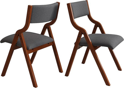 YOPTO Folding Wooden Chairs Set of 2 with Padded Seat,Portable Dining Chairs W/Ergonomically Designed Back and Cushion,for Dining Room,Restaurant,Kitchen,Office