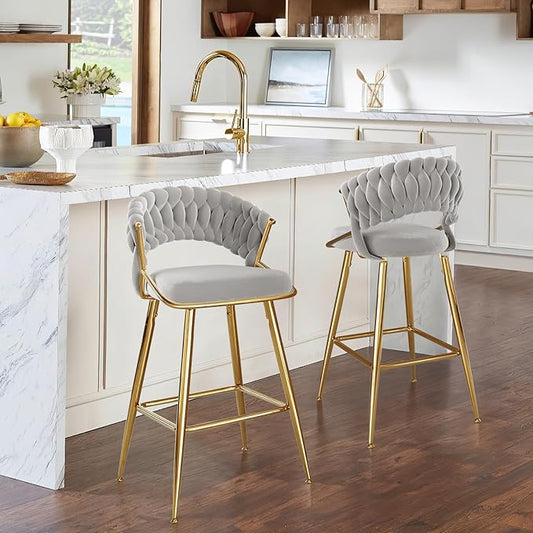 Modern Dining Chair with Ergonomic Design & Plush Upholstered Seat for Kitchen Island, Bar, Dining Room & Living Room Sets - Sturdy Stable & Easy Assembly,Gray-Metal-Setof2